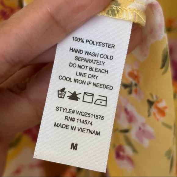 Pleione Yellow and Pink Wrap Blouse with Tie Front - Picture 6 of 12